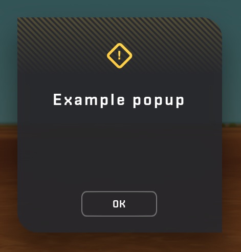 Popup displaying the message &quot;Example popup&quot;